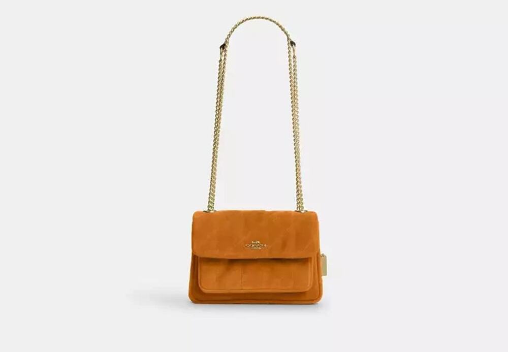 NWT B11-004 Coach Elodie Crossbody Bag 18 With Quilting CEU18 suede/Marigold
